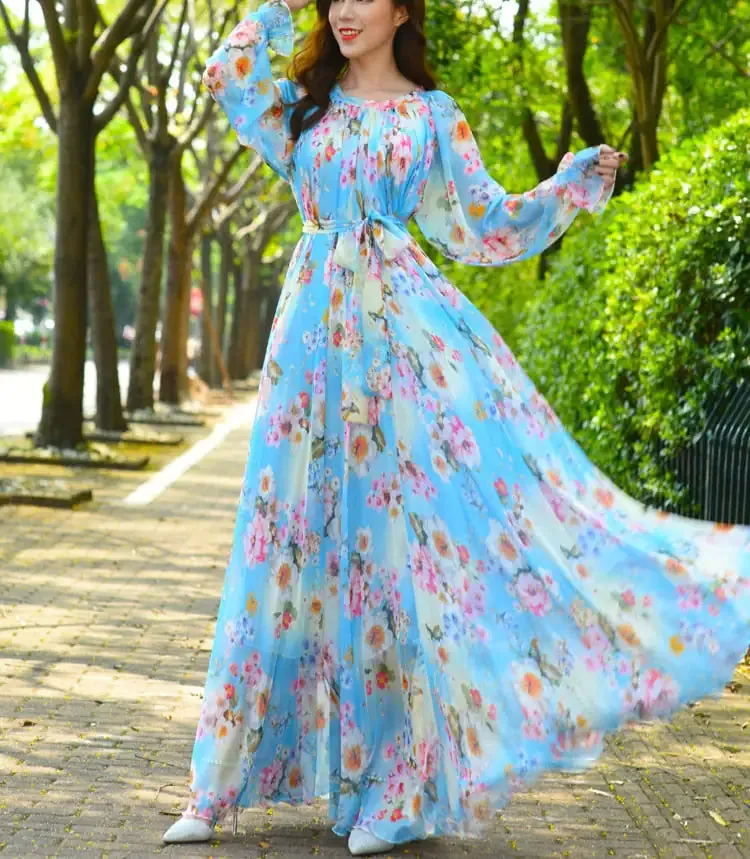 Maxi Dress Floral Printed. (Modest style dress)