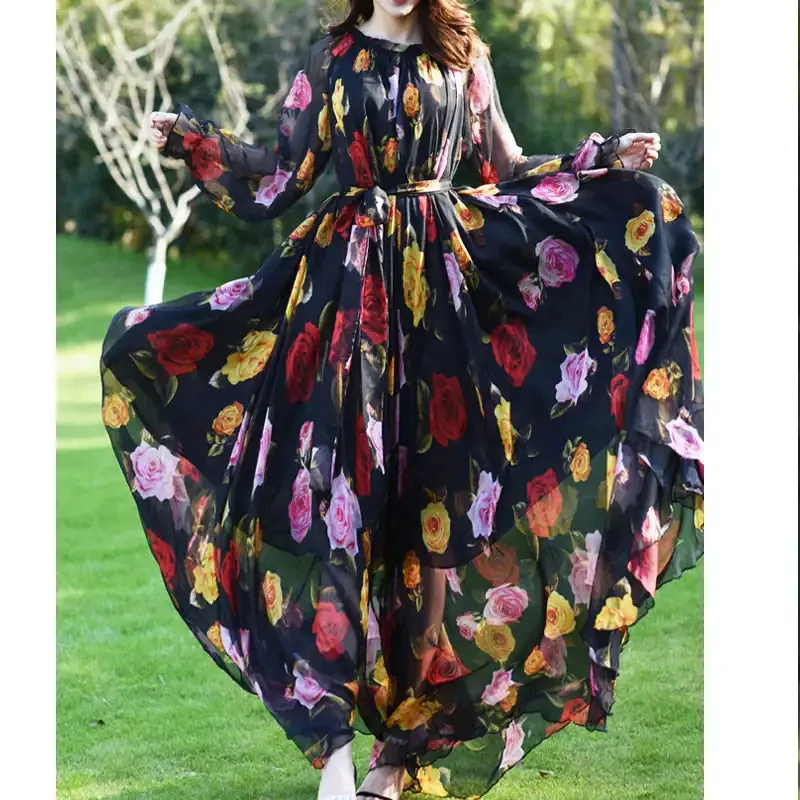 Maxi Dress Floral Printed. (Modest style dress)