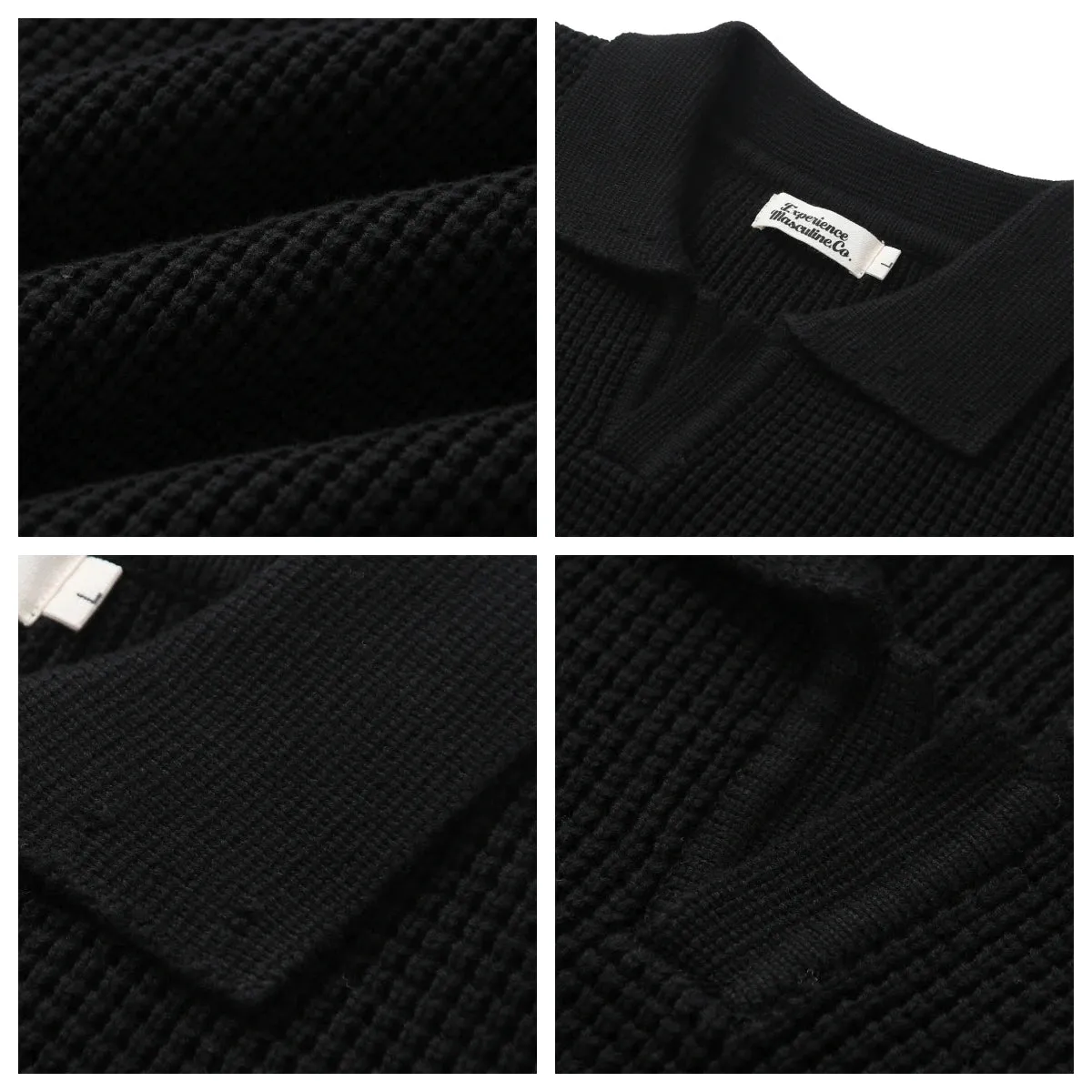 Men's Waffle Open Collar Sweater