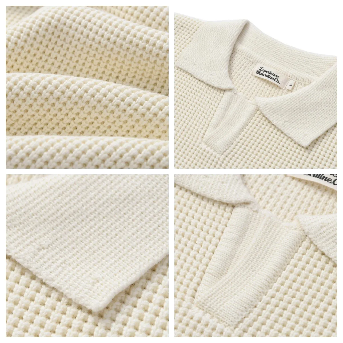 Men's Waffle Open Collar Sweater