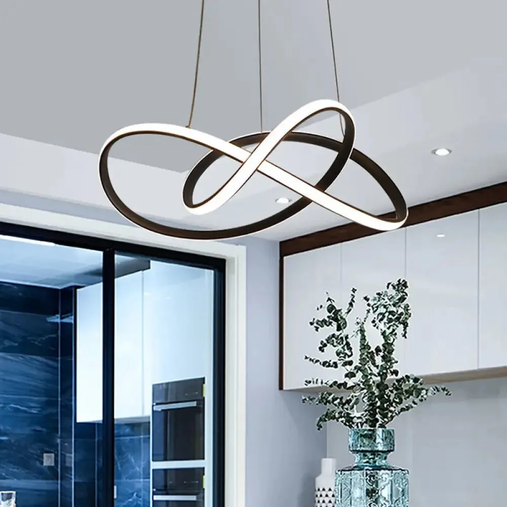 Minimalistic Metal Pendant Light Fixture for Dining Room - Twist Chandelier Design