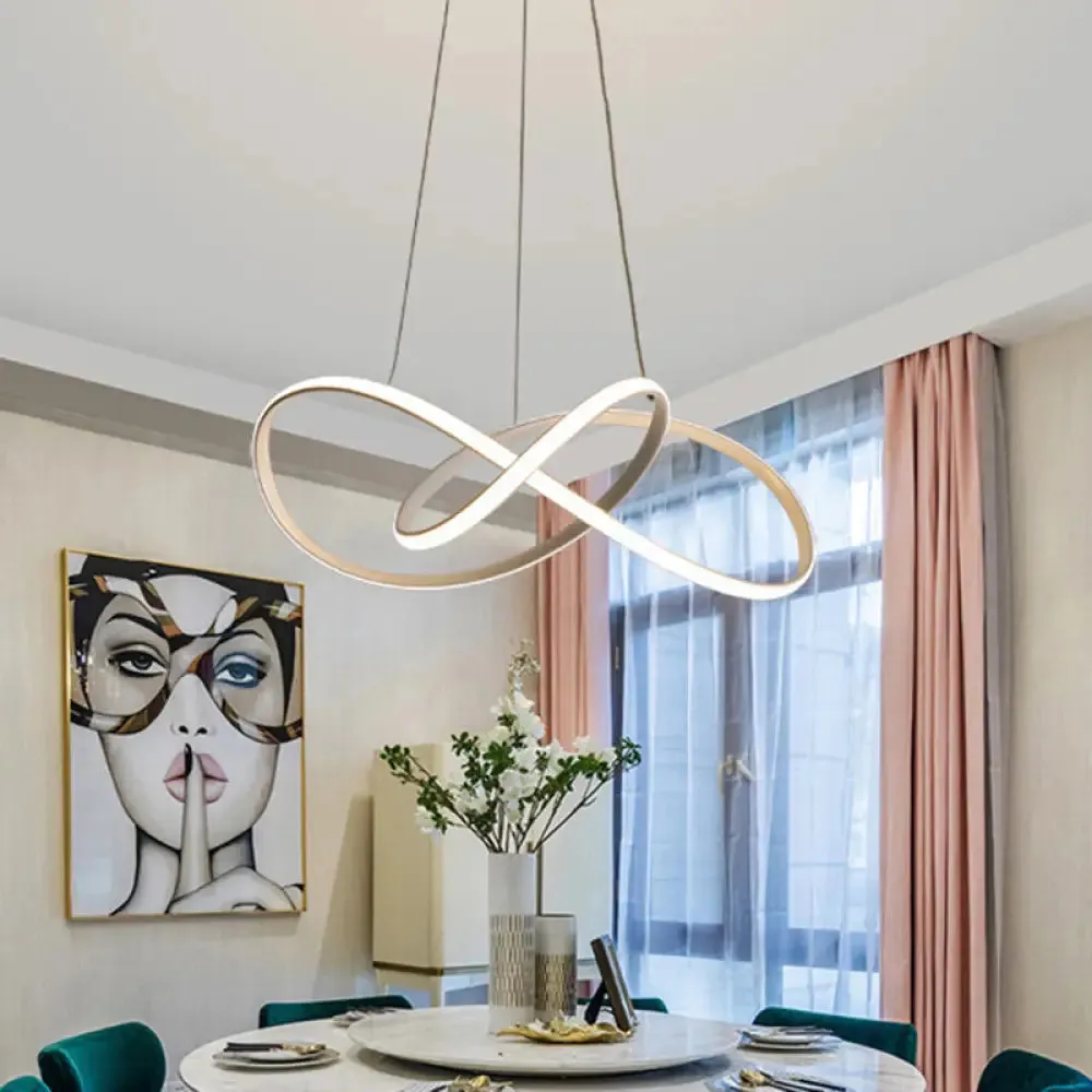 Minimalistic Metal Pendant Light Fixture for Dining Room - Twist Chandelier Design