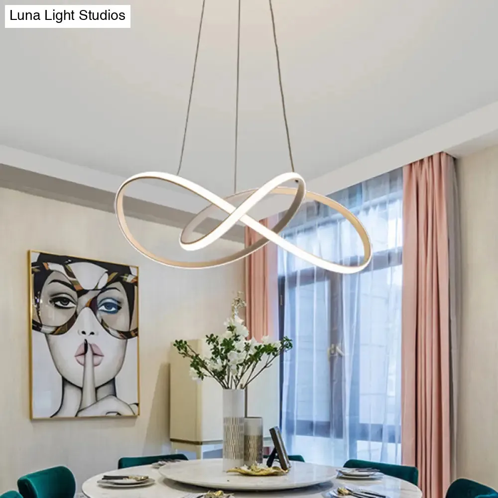 Minimalistic Metal Pendant Light Fixture for Dining Room - Twist Chandelier Design