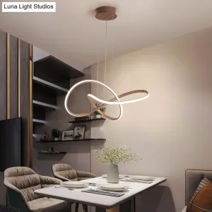 Minimalistic Metal Pendant Light Fixture for Dining Room - Twist Chandelier Design