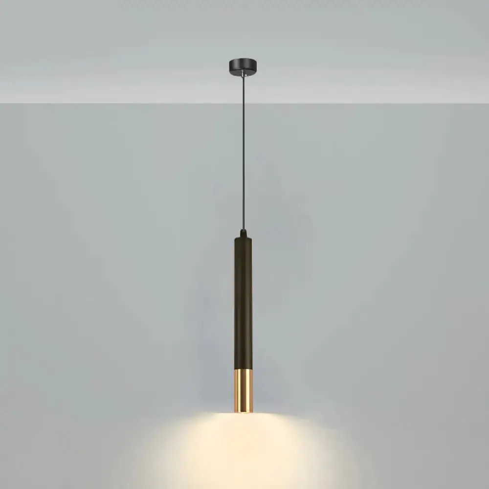 Minimalistic Tube design LED Hanging Lamp for Bedside Suspension Pendant Light in Black