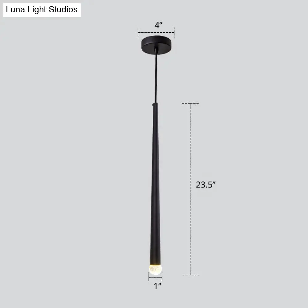 Minimalistic Tube design LED Hanging Lamp for Bedside Suspension Pendant Light in Black