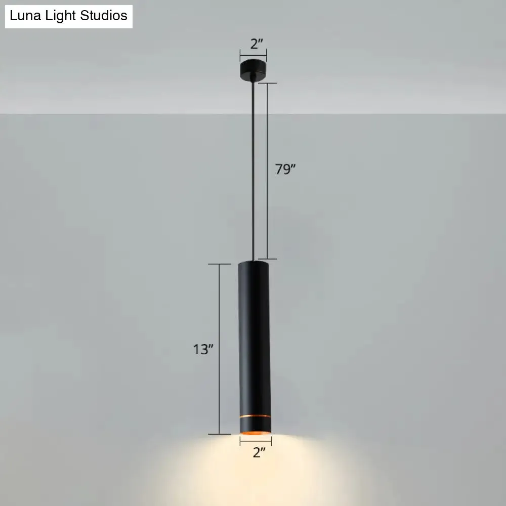 Minimalistic Tube design LED Hanging Lamp for Bedside Suspension Pendant Light in Black