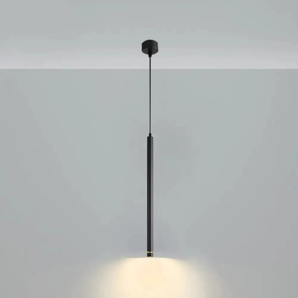 Minimalistic Tube design LED Hanging Lamp for Bedside Suspension Pendant Light in Black