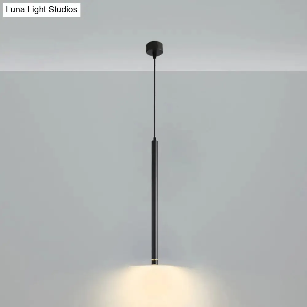 Minimalistic Tube design LED Hanging Lamp for Bedside Suspension Pendant Light in Black