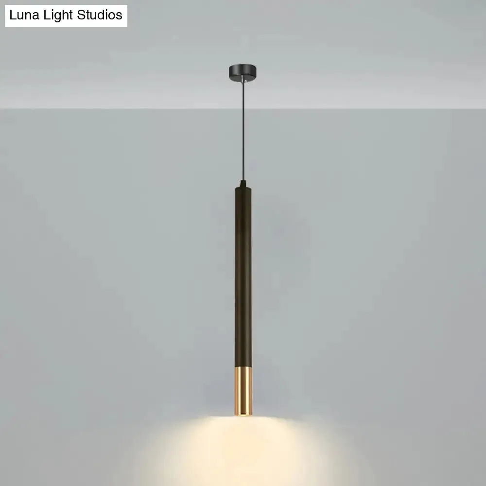 Minimalistic Tube design LED Hanging Lamp for Bedside Suspension Pendant Light in Black