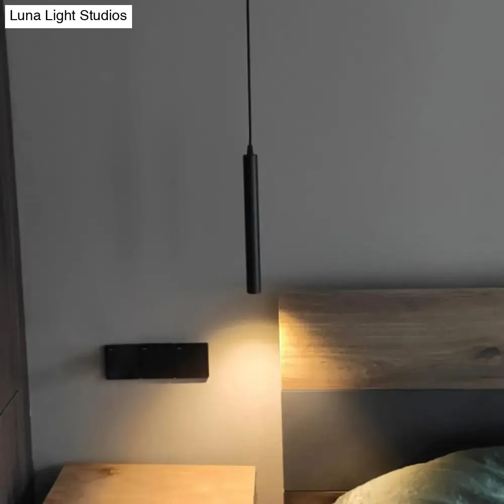 Minimalistic Tube design LED Hanging Lamp for Bedside Suspension Pendant Light in Black