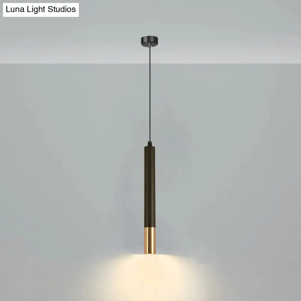 Minimalistic Tube design LED Hanging Lamp for Bedside Suspension Pendant Light in Black