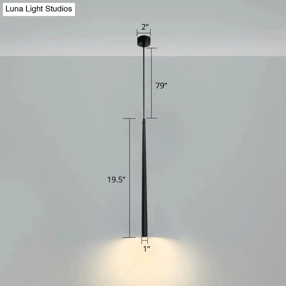 Minimalistic Tube design LED Hanging Lamp for Bedside Suspension Pendant Light in Black