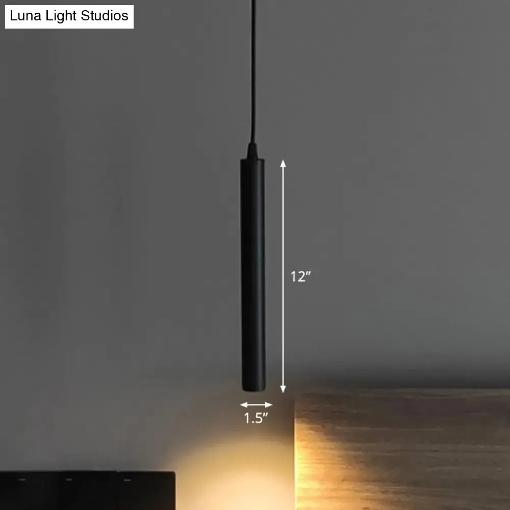 Minimalistic Tube design LED Hanging Lamp for Bedside Suspension Pendant Light in Black