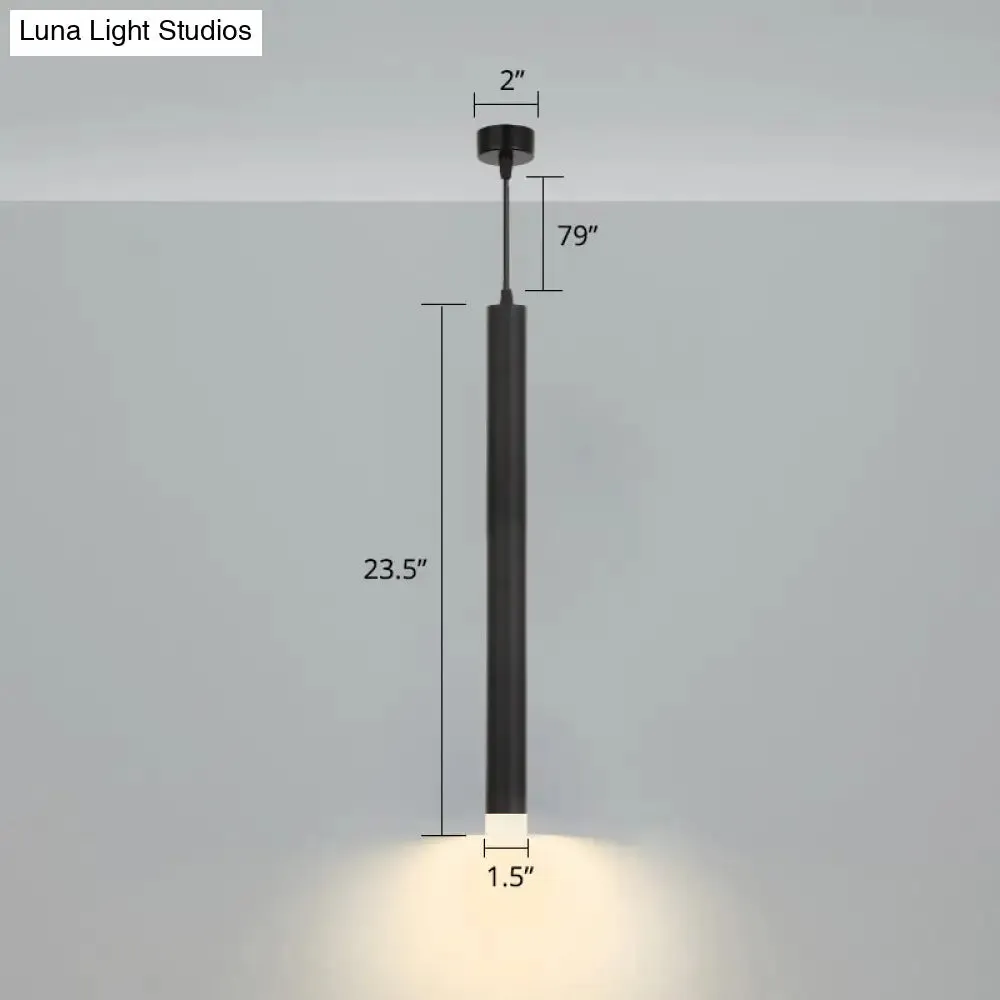 Minimalistic Tube design LED Hanging Lamp for Bedside Suspension Pendant Light in Black