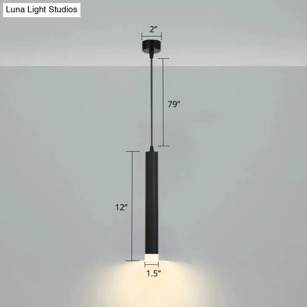 Minimalistic Tube design LED Hanging Lamp for Bedside Suspension Pendant Light in Black