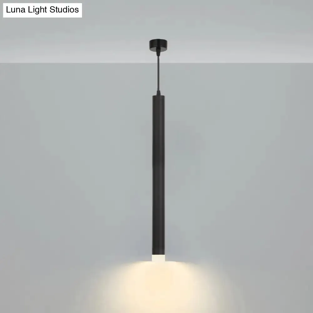 Minimalistic Tube design LED Hanging Lamp for Bedside Suspension Pendant Light in Black