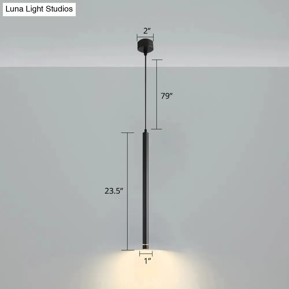 Minimalistic Tube design LED Hanging Lamp for Bedside Suspension Pendant Light in Black