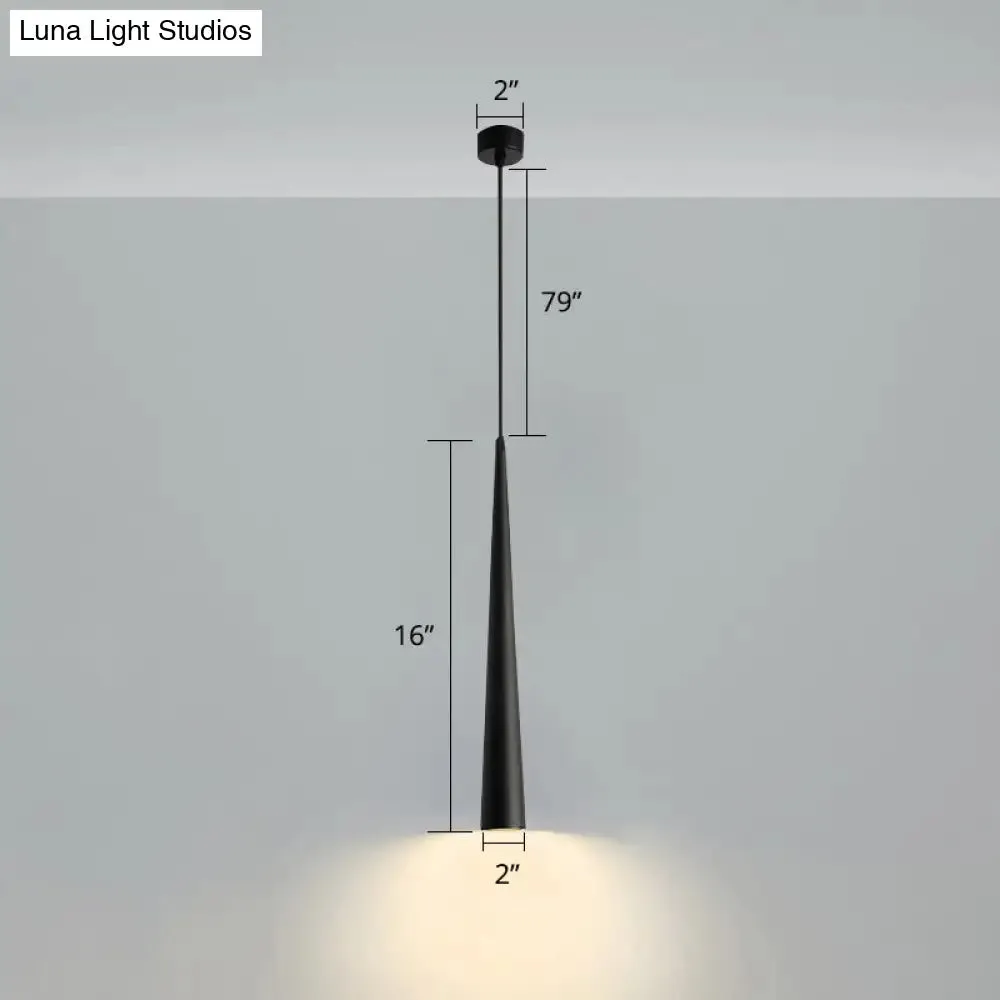 Minimalistic Tube design LED Hanging Lamp for Bedside Suspension Pendant Light in Black