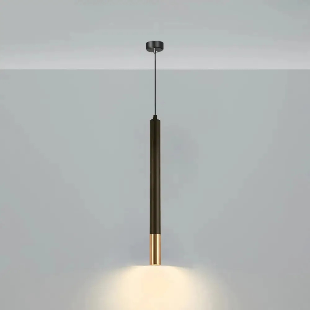 Minimalistic Tube design LED Hanging Lamp for Bedside Suspension Pendant Light in Black