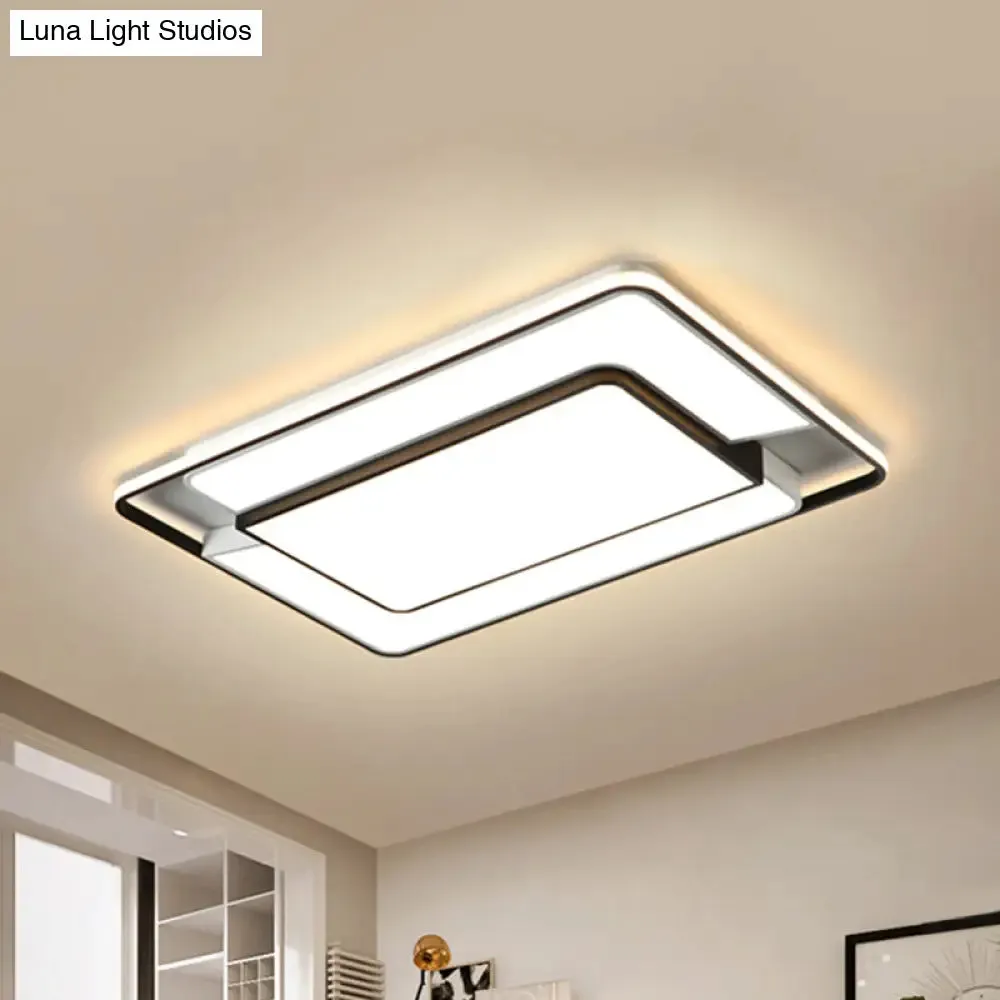 Modern Black and White LED Ceiling Lamp - Sleek Rectangular Design for Living Room