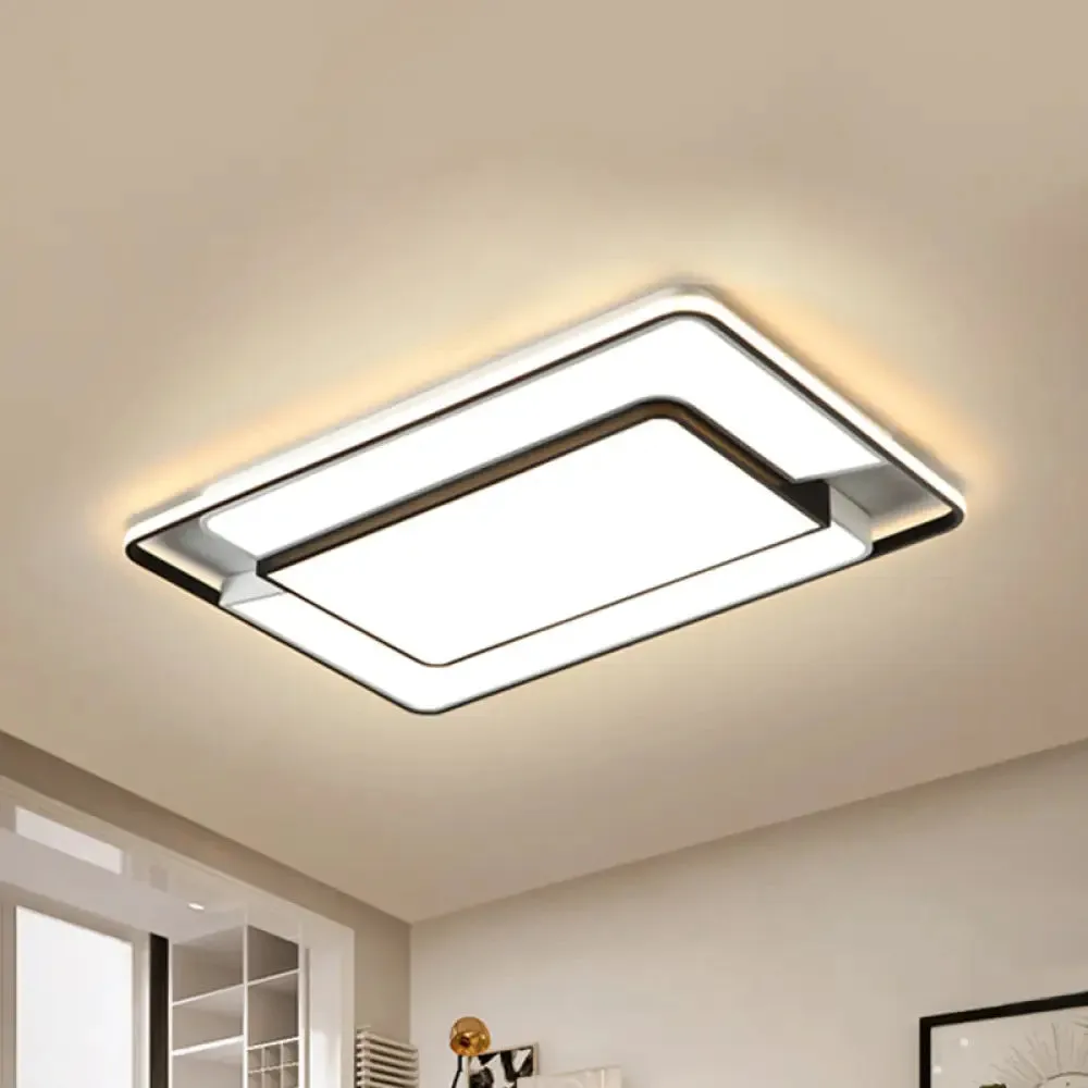 Modern Black and White LED Ceiling Lamp - Sleek Rectangular Design for Living Room