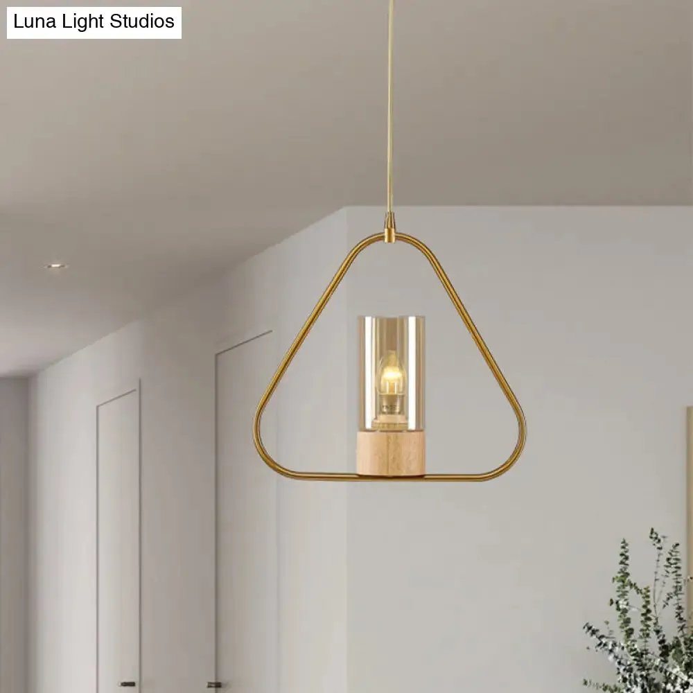 Modern Gold Triangle Drop Pendant Light for Living Room - Sleek Metal Design