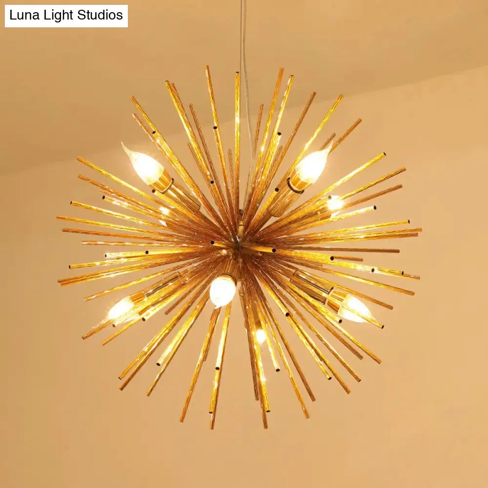 Modern Hedgehog Chandelier with Carved Metal Design for Living Room - Stylish Hanging Light Fixture