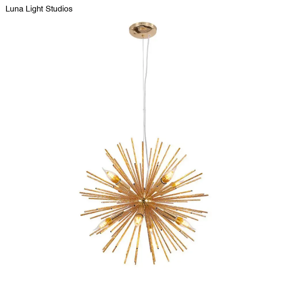 Modern Hedgehog Chandelier with Carved Metal Design for Living Room - Stylish Hanging Light Fixture