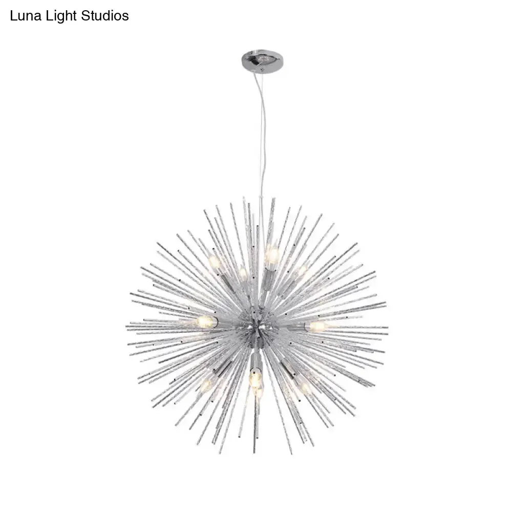 Modern Hedgehog Chandelier with Carved Metal Design for Living Room - Stylish Hanging Light Fixture