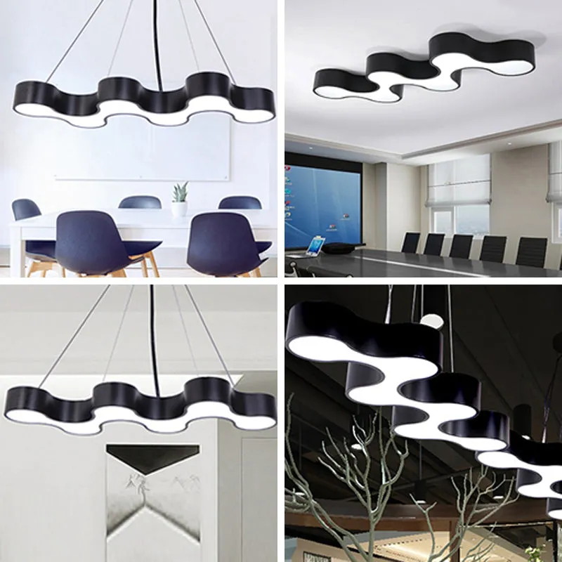 Modern LED Ceiling Light - Sleek Metal Office Chandelier Fixture