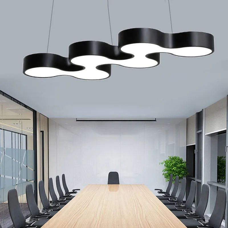 Modern LED Ceiling Light - Sleek Metal Office Chandelier Fixture