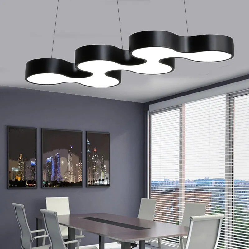 Modern LED Ceiling Light - Sleek Metal Office Chandelier Fixture