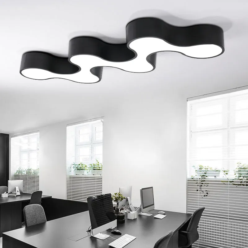 Modern LED Ceiling Light - Sleek Metal Office Chandelier Fixture