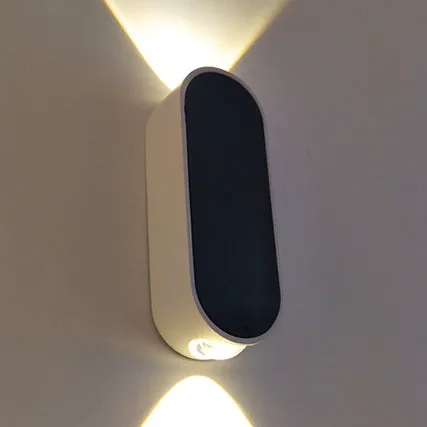 Modern Oval LED Wall Sconce Light - Sleek Black Aluminum Design, Warm/White Lighting for Bedroom