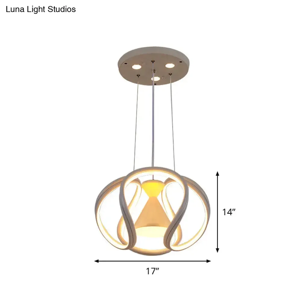 Modern White LED Acrylic Dining Room Pendant Light with Hourglass Design