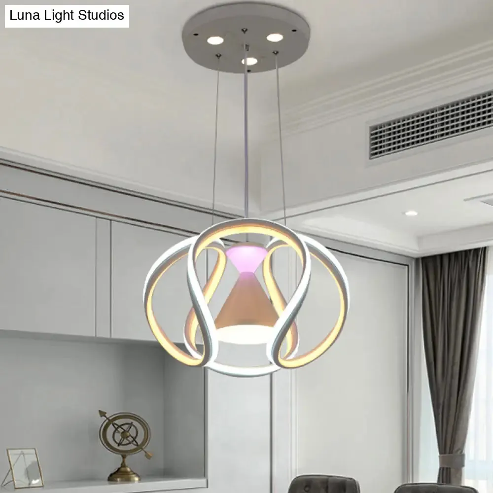 Modern White LED Acrylic Dining Room Pendant Light with Hourglass Design