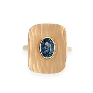 Montana Sapphire & Yellow Gold Crest Ring- "Metolius "