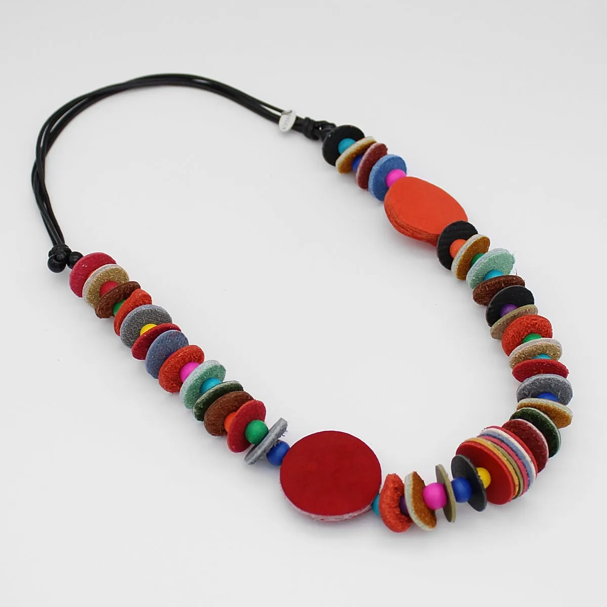 Multi Color Leather Disc Paloma Necklace