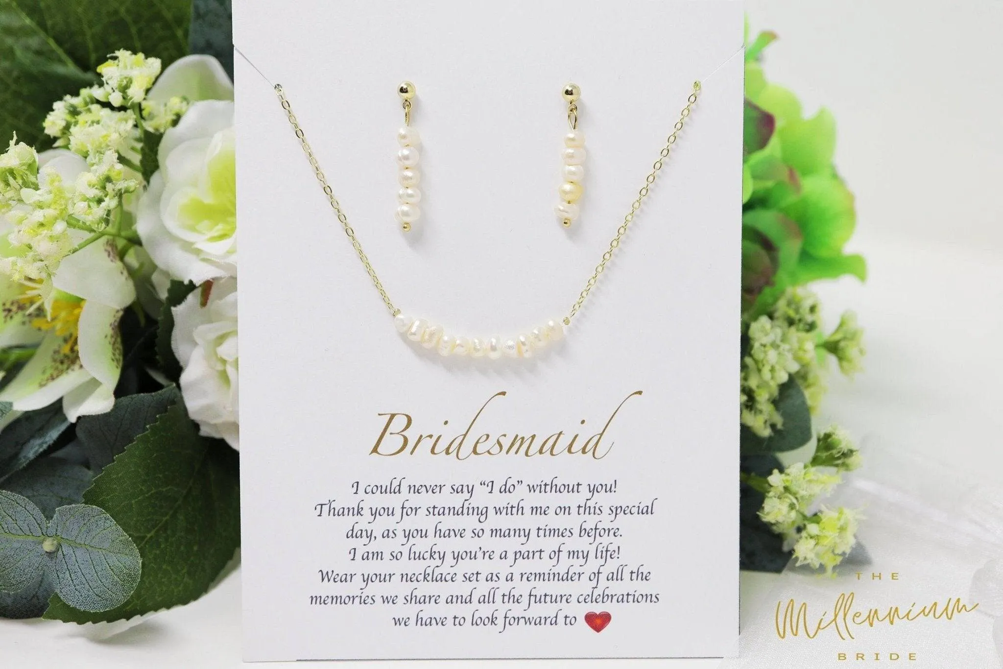 Natural Freshwater Pearls Bridesmaid Jewelry, Pearl Bridesmaid Earrings And Necklace, Crystal Earrings, Maid Of Honor Gift