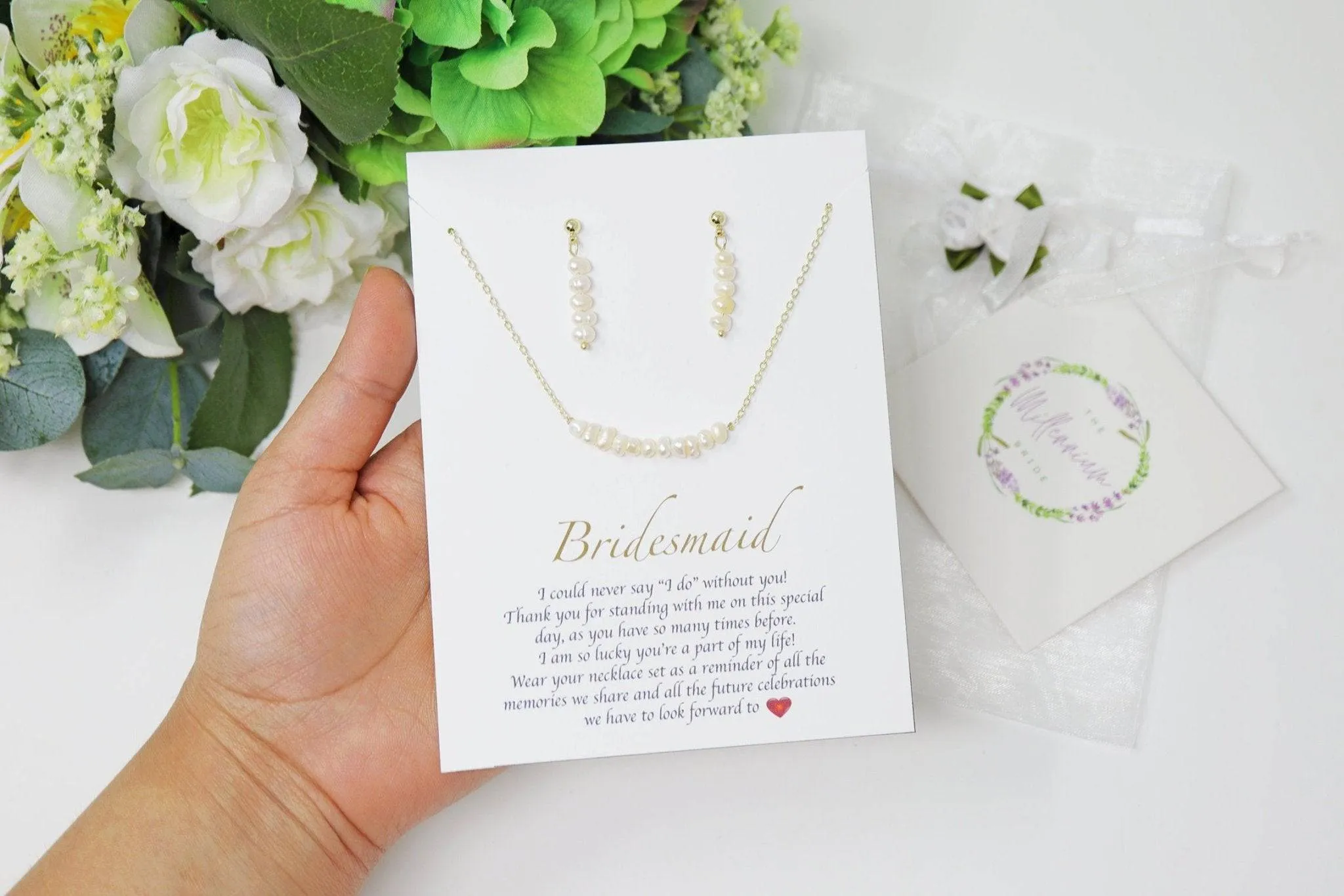 Natural Freshwater Pearls Bridesmaid Jewelry, Pearl Bridesmaid Earrings And Necklace, Crystal Earrings, Maid Of Honor Gift