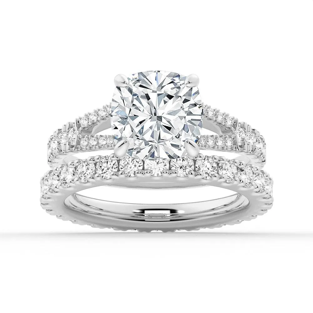 NEW Cushion Cut Split-Shank Moissanite Engagement Ring