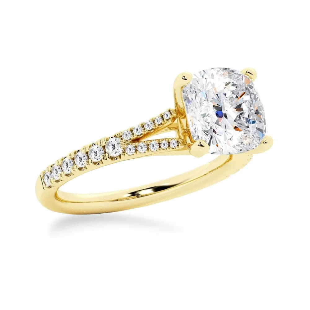 NEW Cushion Cut Split-Shank Moissanite Engagement Ring