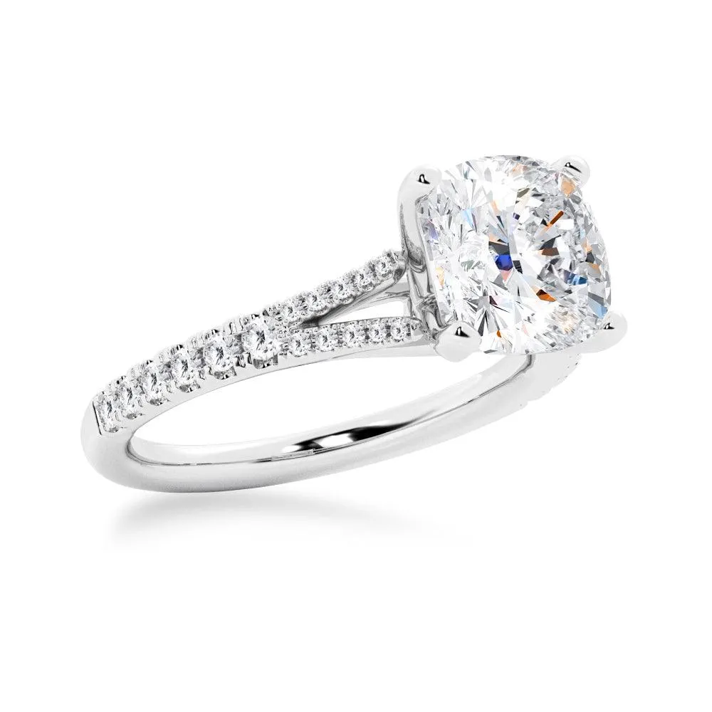 NEW Cushion Cut Split-Shank Moissanite Engagement Ring