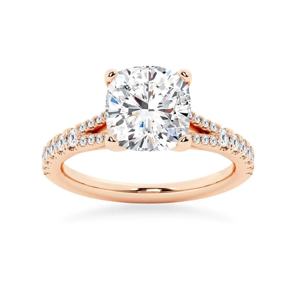 NEW Cushion Cut Split-Shank Moissanite Engagement Ring