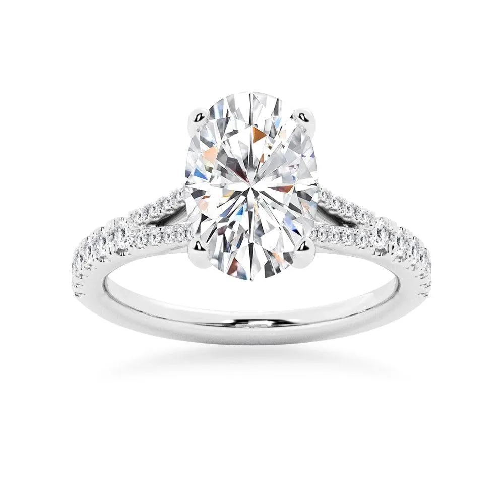 NEW Oval Cut Split-Shank Moissanite Engagement Ring