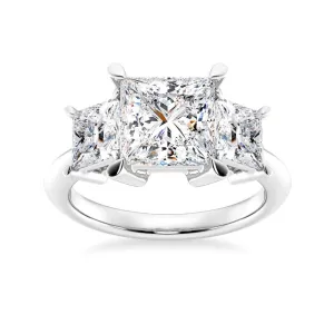 NEW Princess Cut Three Stone Moissanite Engagement Ring