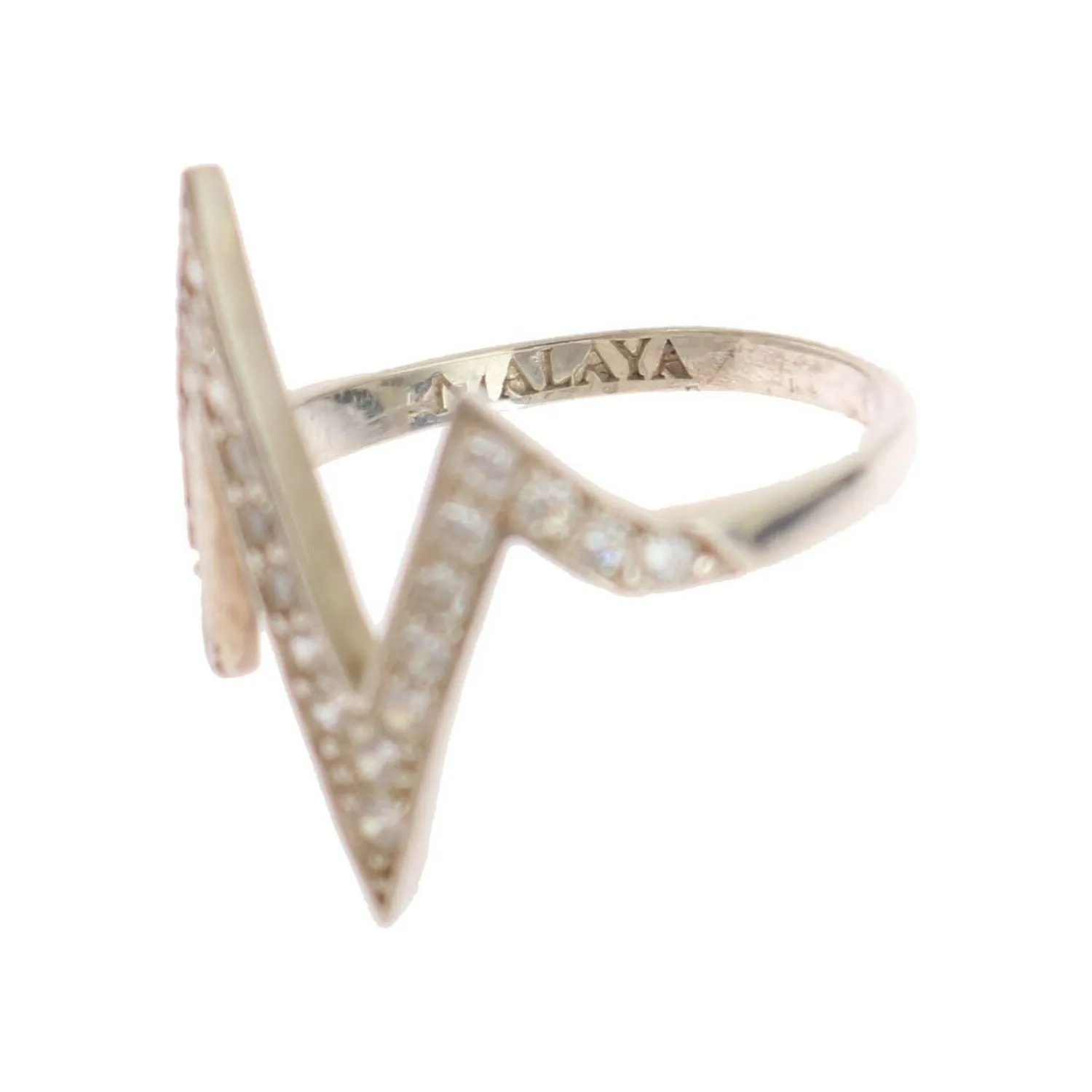 Nialaya Radiant Silver Crystal Encrusted Ring