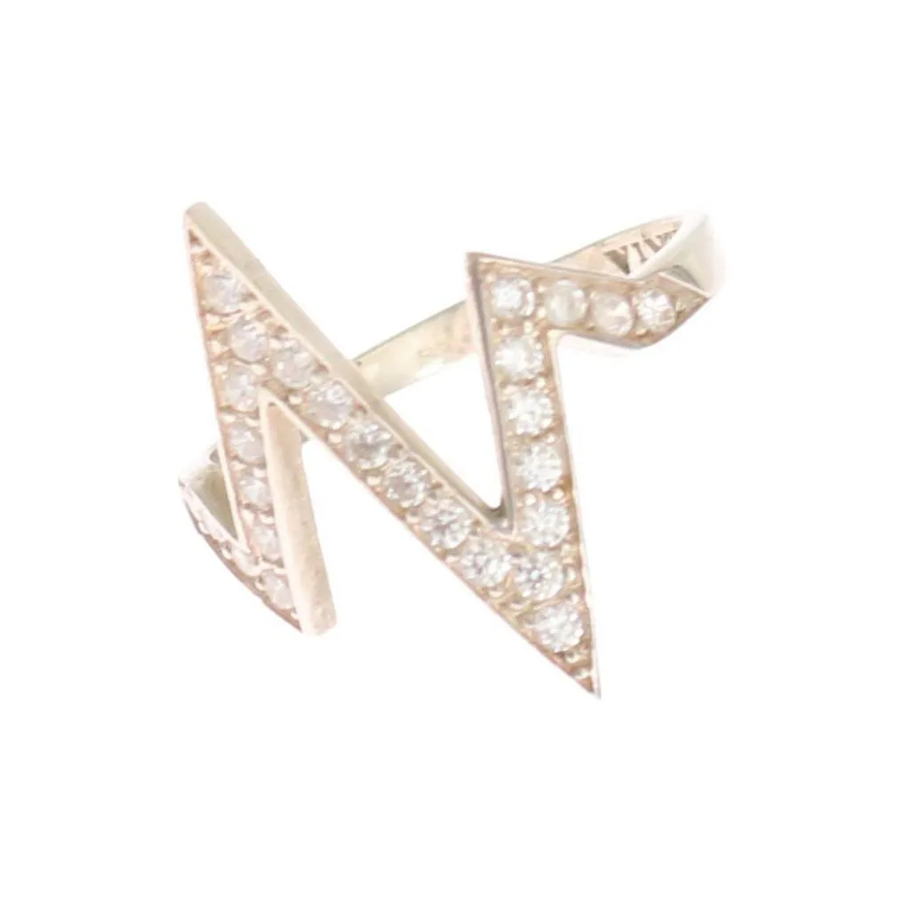 Nialaya Radiant Silver Crystal Encrusted Ring