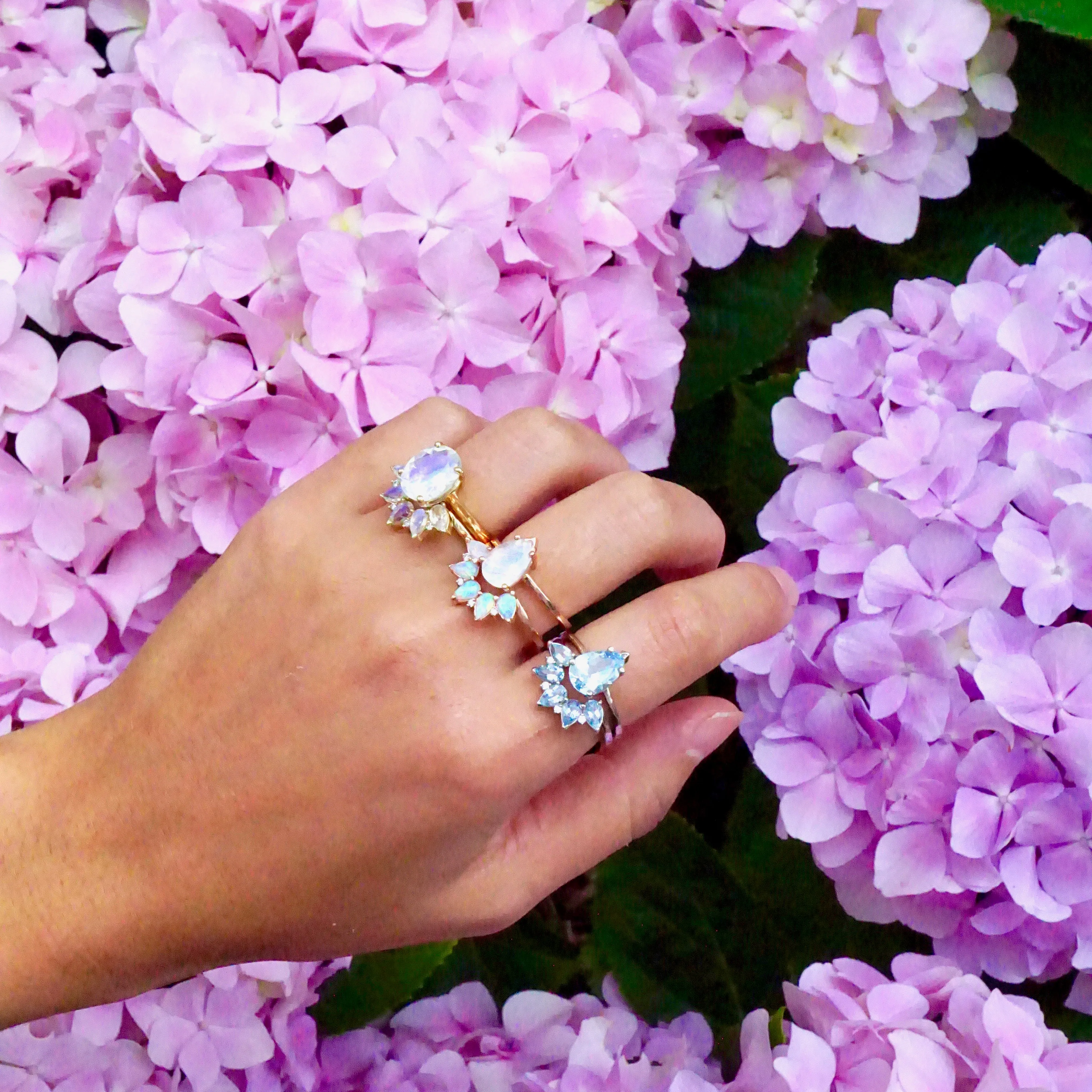 Oval Moonstone Ring - Moonstone Engagement Ring - Large Oval Moonstone Ring - Rainbow Moonstone Ring